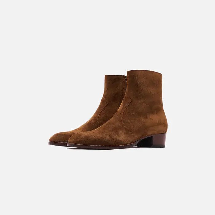Saint Laurent Paris o1bcso1str1224 Wyatt Zipped Boots In Suede in Brown Size US 8 / EU 41 - 4 Thumbnail