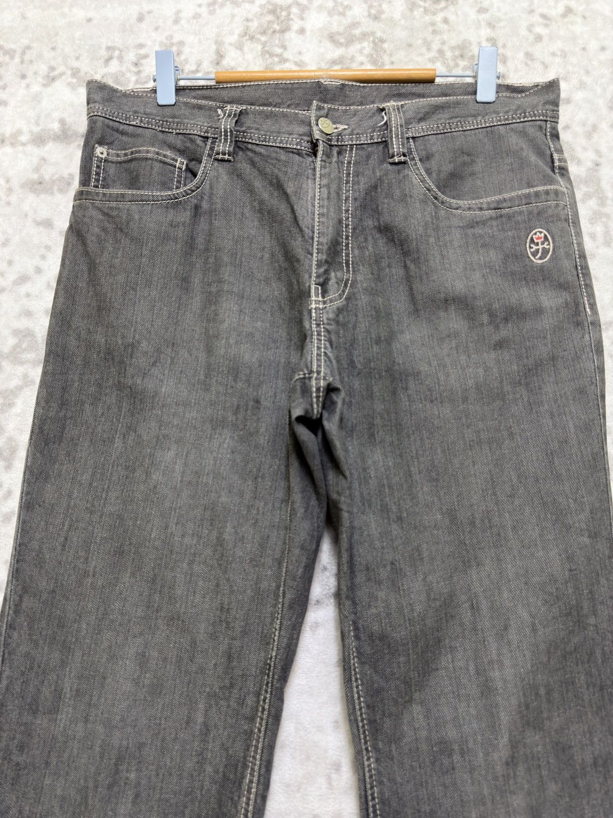Jean Charles De Castelbajac Castelbajac Embroidered Back Pocket Denim Y2K Straight Fit Size US 33 - 3 Thumbnail
