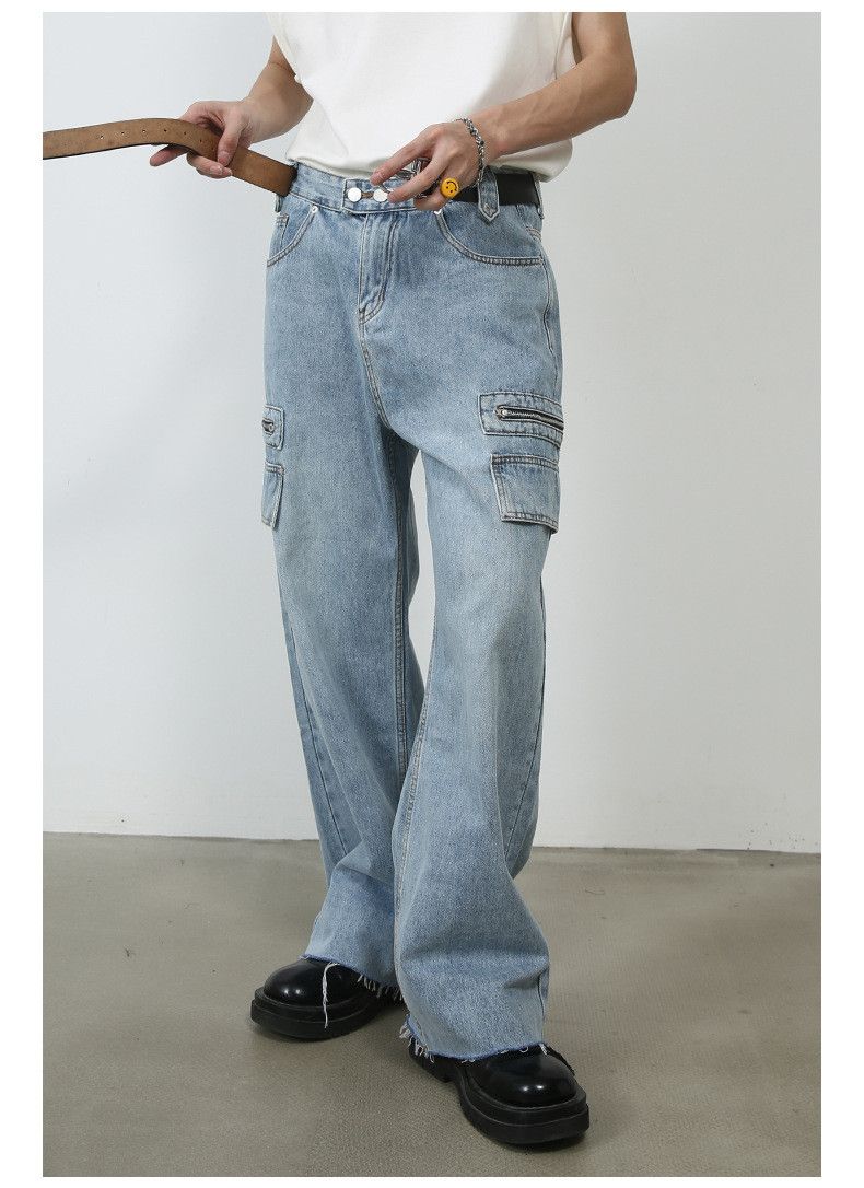 Japanese Brand × Jean Washed casual straight-leg men's versatile cargo jeans Size US 32 / EU 48 - 5 Thumbnail