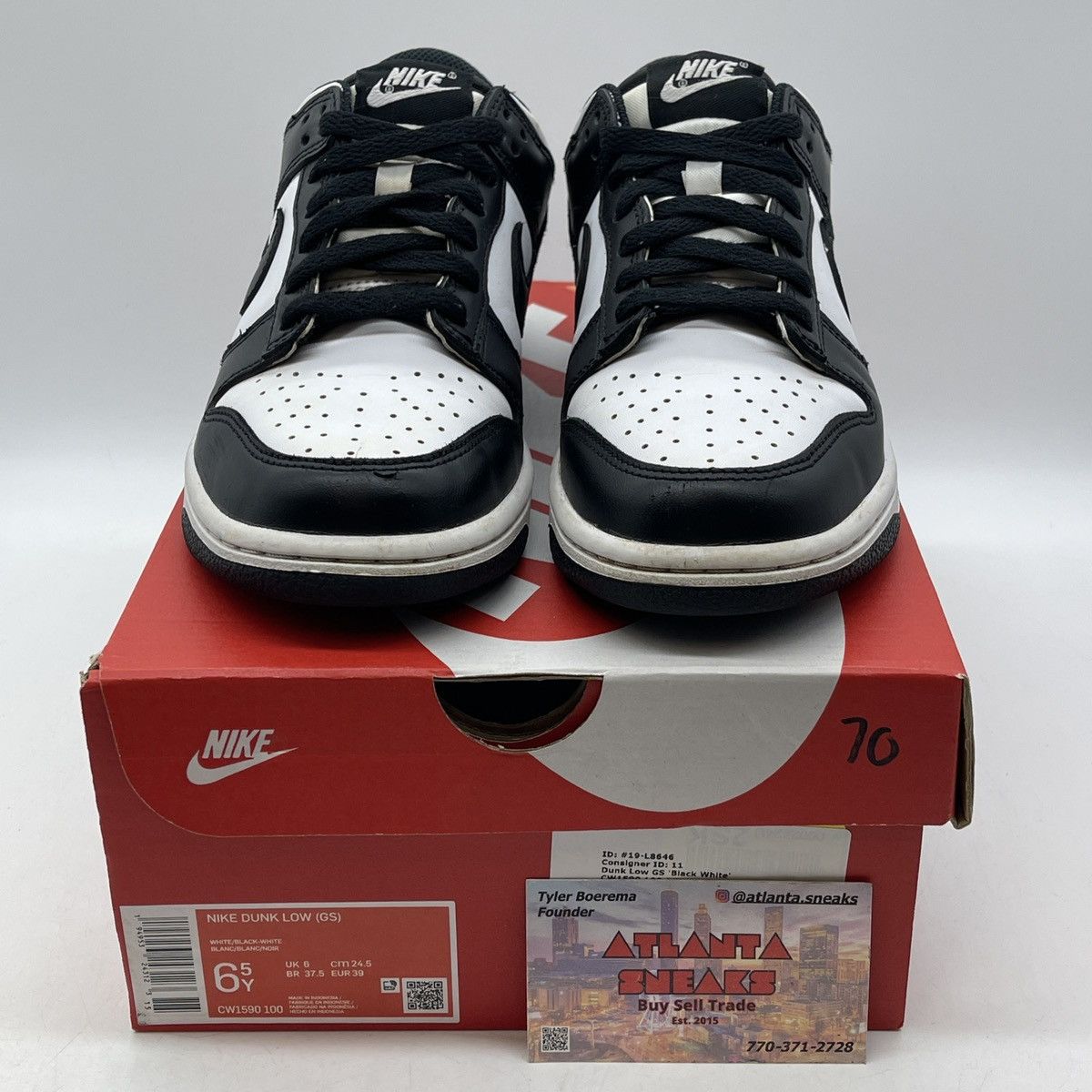 Nike Dunk low black white Size US 6.5 / EU 39-40 - 2 Thumbnail