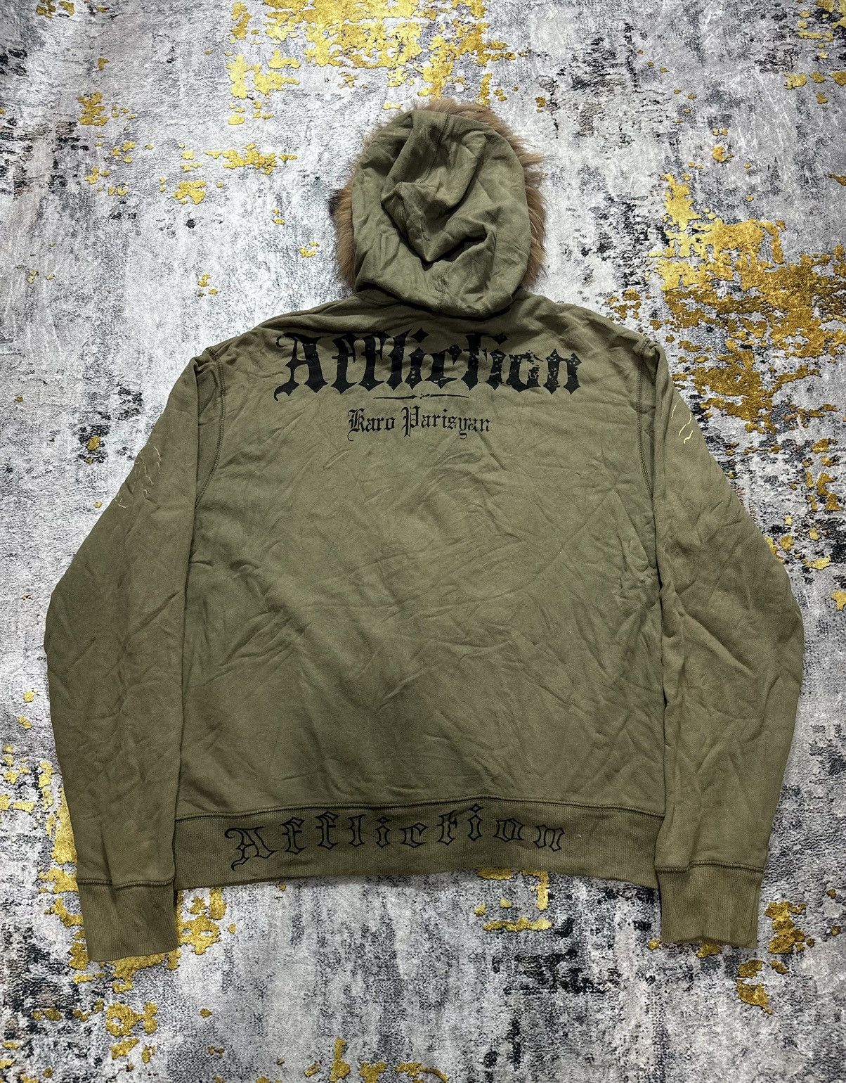 Japanese Brand CRAZY FADED AFFLICTION Fur ZipHoodie SKULL CROSS The Heat Size US XL / EU 56 / 4 - 2 Thumbnail