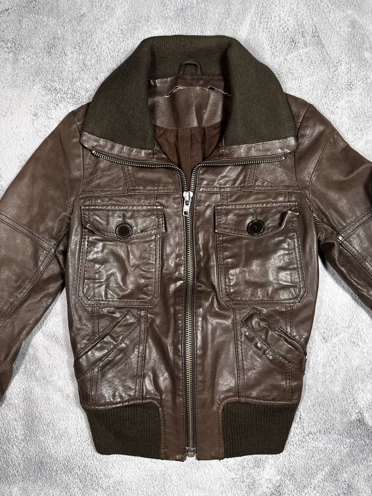 Japanese Brand Vintage Y2K leather flight jacket bomber aviator military XS Size XS / US 0-2 / IT 36-38 - 3 Thumbnail