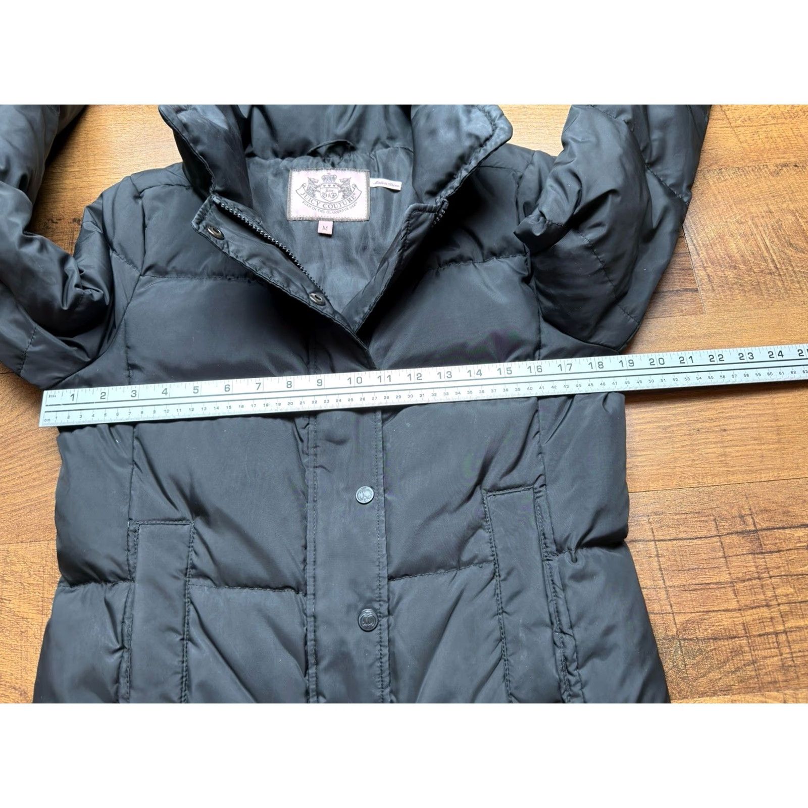 Juicy Couture VINTAGE? No - Juicy Couture Down Jacket Black Snap Button Zip High Neck Winter Ladies Medium Jacket Women Black Down Puffer Winter Size M / US 6-8 / IT 42-44 - 7 Thumbnail