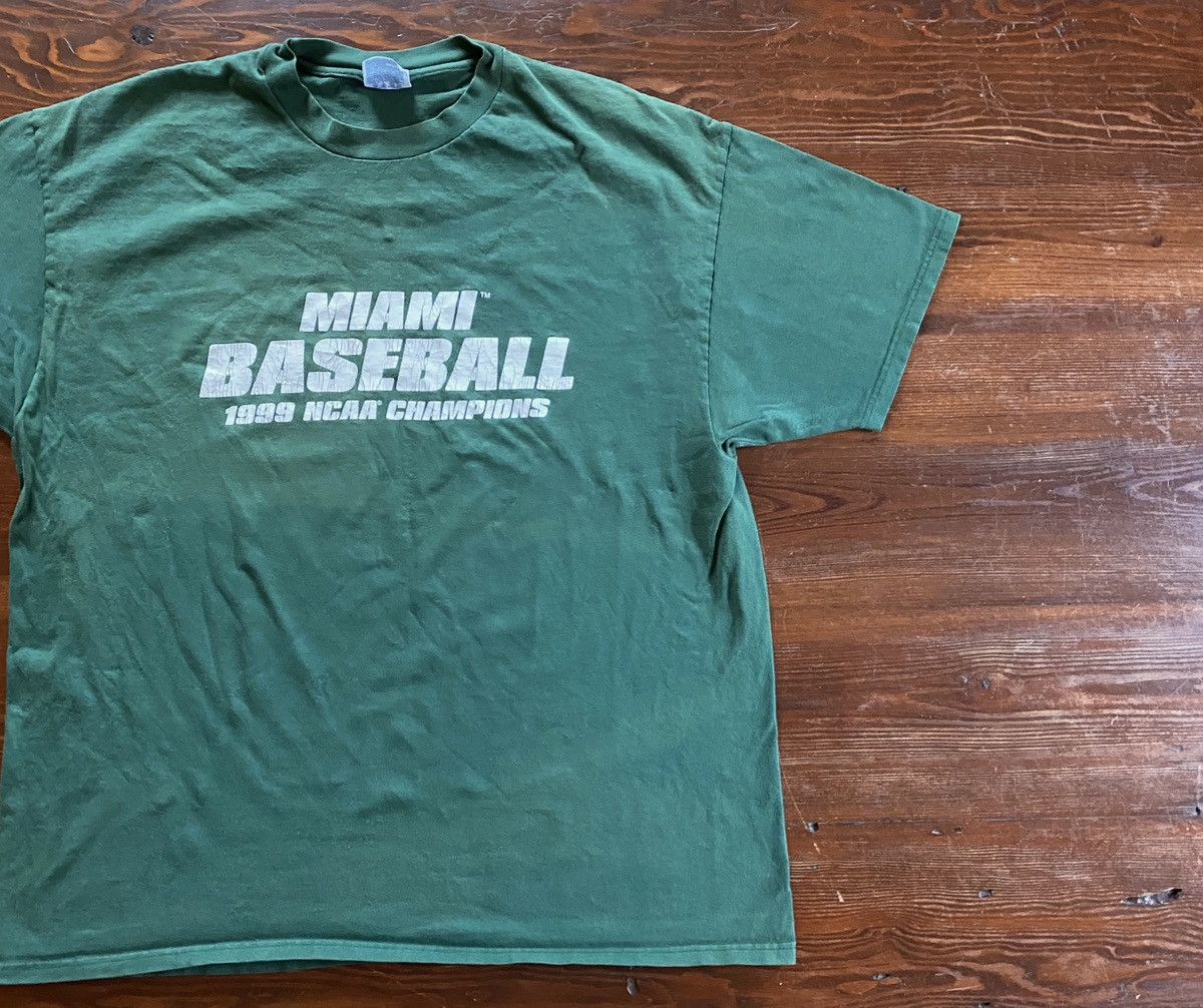 NCAA Vintage ‘99 Miami Hurricanes Baseball NCAA Champs Green Tee Size US XXL / EU 58 / 5 - 1 Thumbnail