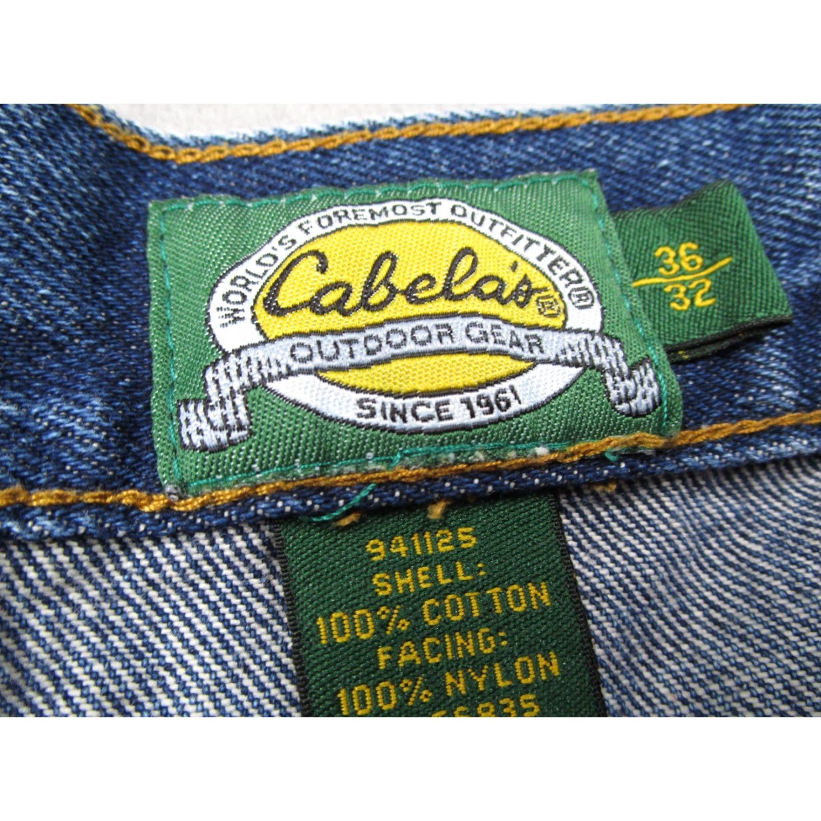 Vintage Cabela's Jeans Mens 36 Blue Straight Denim Workwear Brush Guard 5-Pocket Design Cotton Nylon Jeans Mens 36x32 Blue Vintage No Size US 36 / EU 52 - 3 Thumbnail