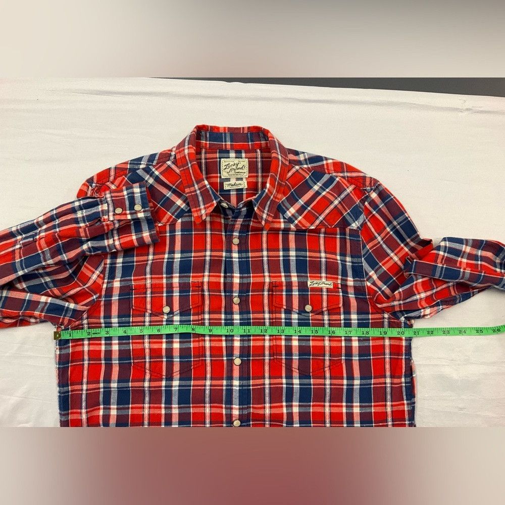 Western Rise LUCKY BRAND Red Plaid Long Sleeve Western Cowboy Pearl Shirt Size US M / EU 48-50 / 2 - 5 Thumbnail