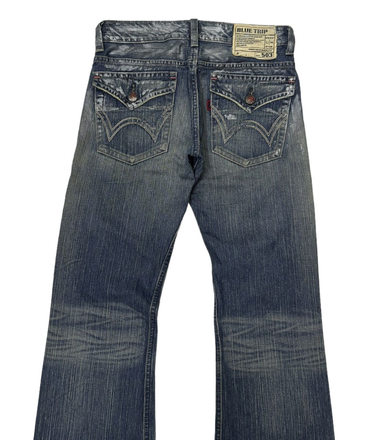 14th Addiction FLARED🔥VINTAGE EDWIN 503 FLARE DISTRESSED DENIM JEANS Size US 32 / EU 48 - 8 Thumbnail