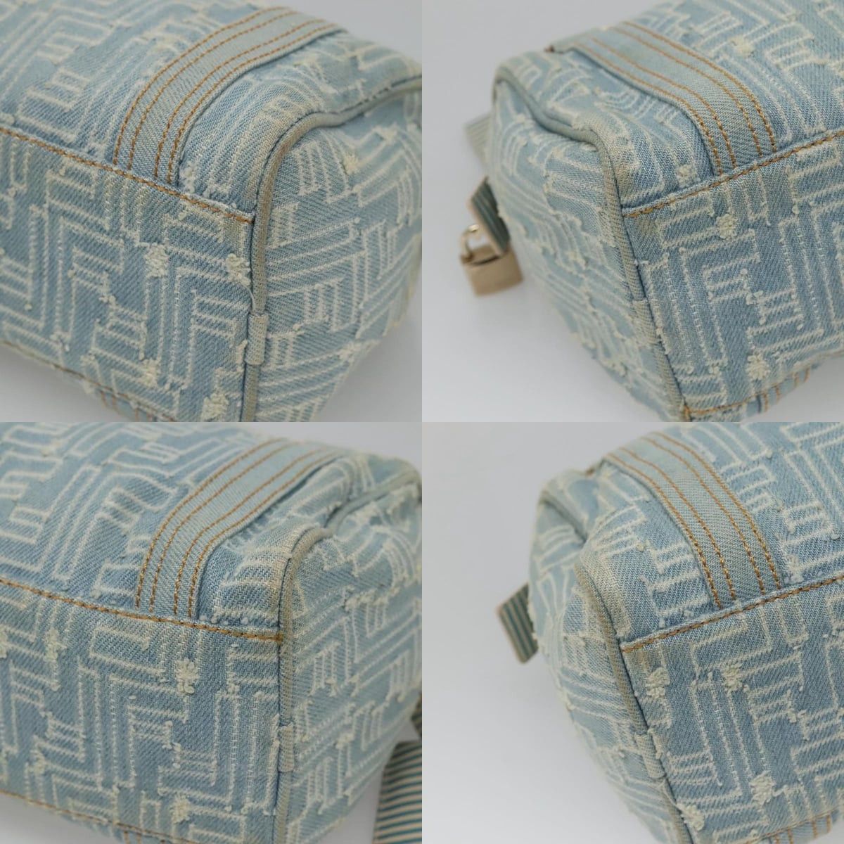 Fendi FENDI Zucca Canvas Hand Bag Light Blue Gold Size ONE SIZE - 10 Thumbnail