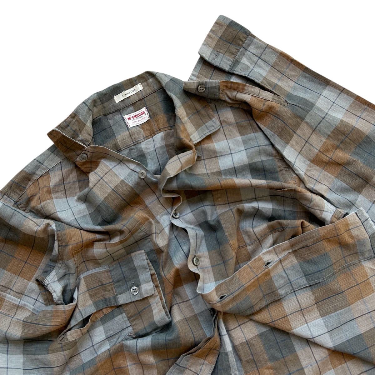 McGregor 1950s Mc MGREGOR - OPEN COLLAR SHIRT CHEKERED “CARRARA” Size US M / EU 48-50 / 2 - 2 Thumbnail