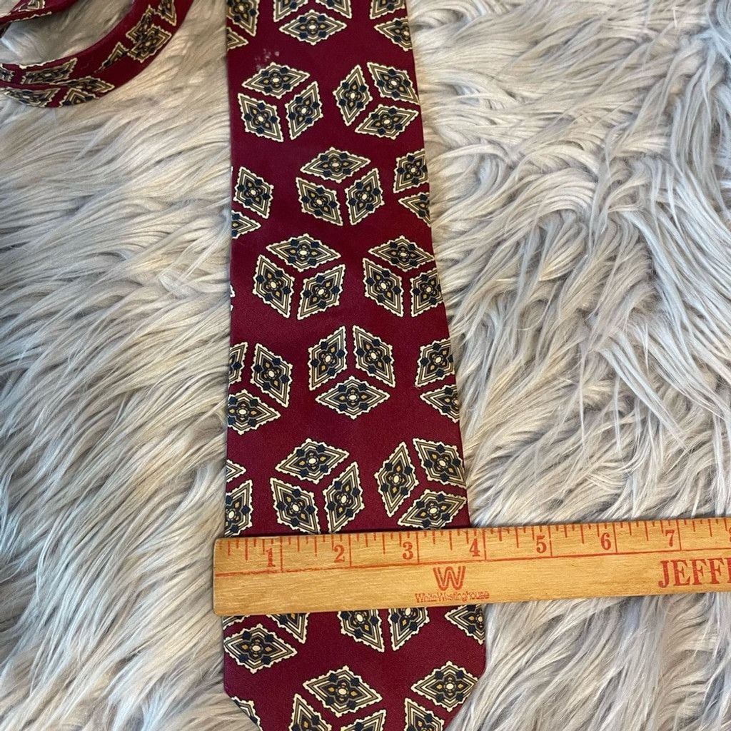 Christian Dior Monsieur Christian Dior Monsieur Burgundy Patterned Tie Size ONE SIZE - 3 Thumbnail