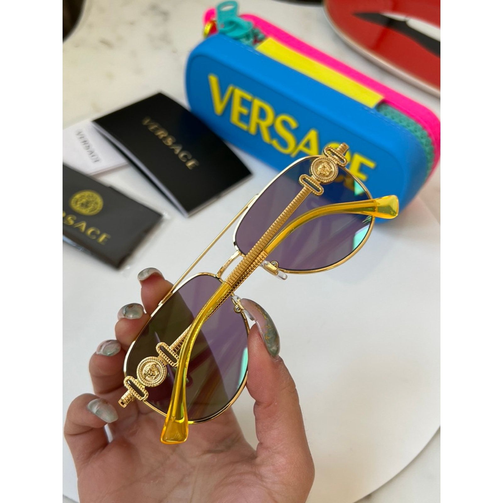 Versace NEW Versace Kids VK2002 Green Mirror Aviator Sunglasses Size ONE SIZE - 4 Thumbnail