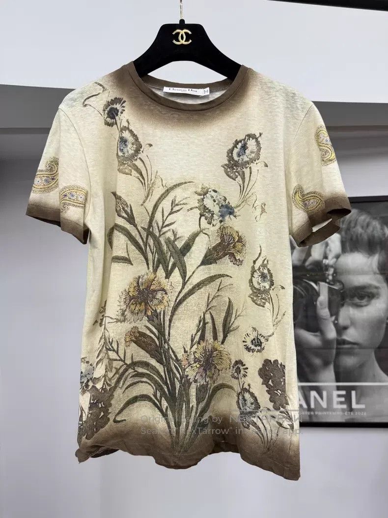 Dior Natural painting print short-sleeved T-shirt