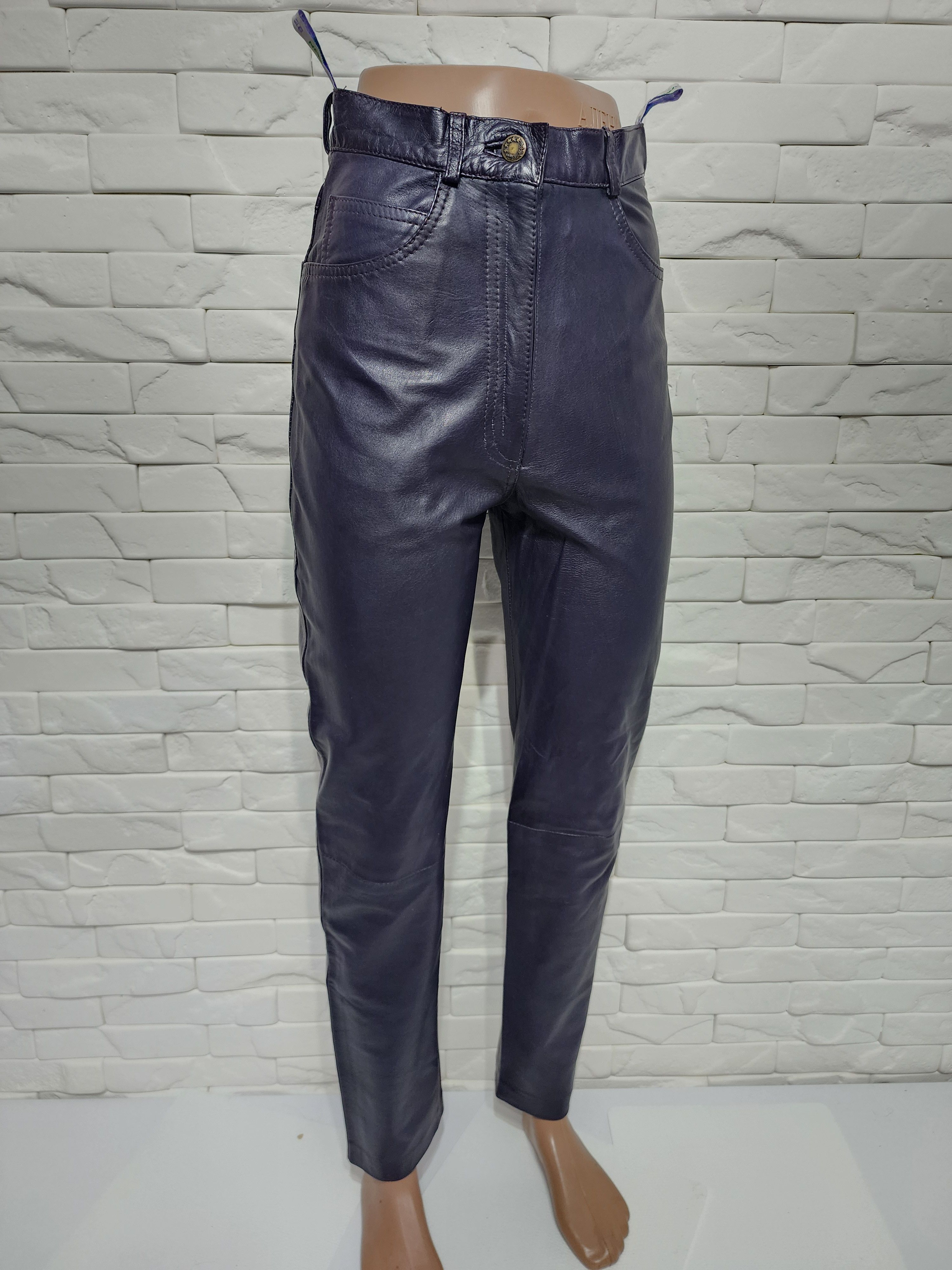 Genuine Leather Women's purple leather pants. Size 29" - 1 Thumbnail