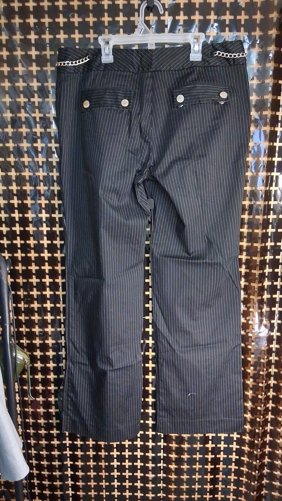 Michael Kors Michael Kors Black Pinstripe Dress Pants Chain Detail Size ONE SIZE - 2 Thumbnail