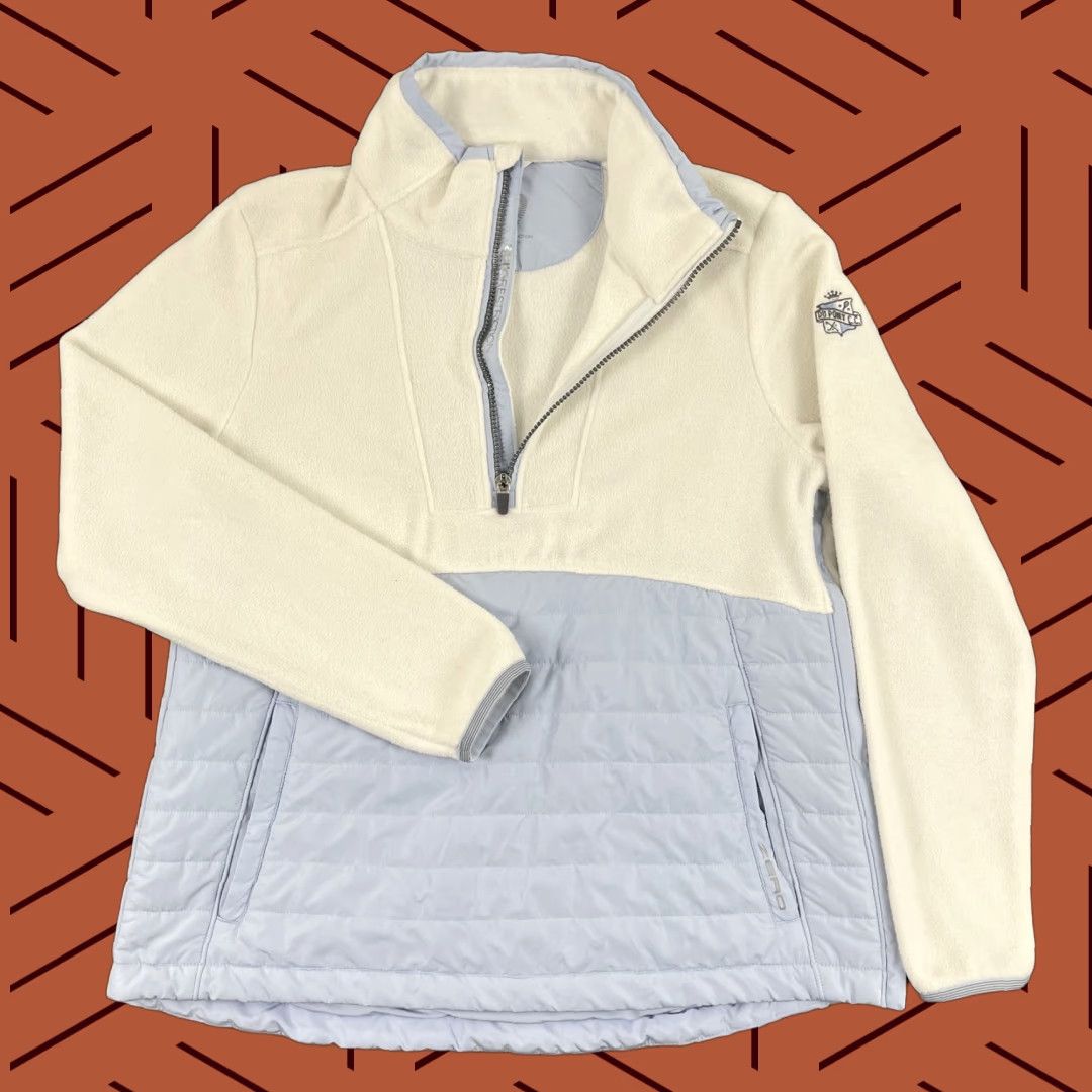Vintage Zero Restriction Jacket Womens Large White Blue Fleece Dupont Country Club Golf Size L / US 10 / IT 46 - 1 Thumbnail