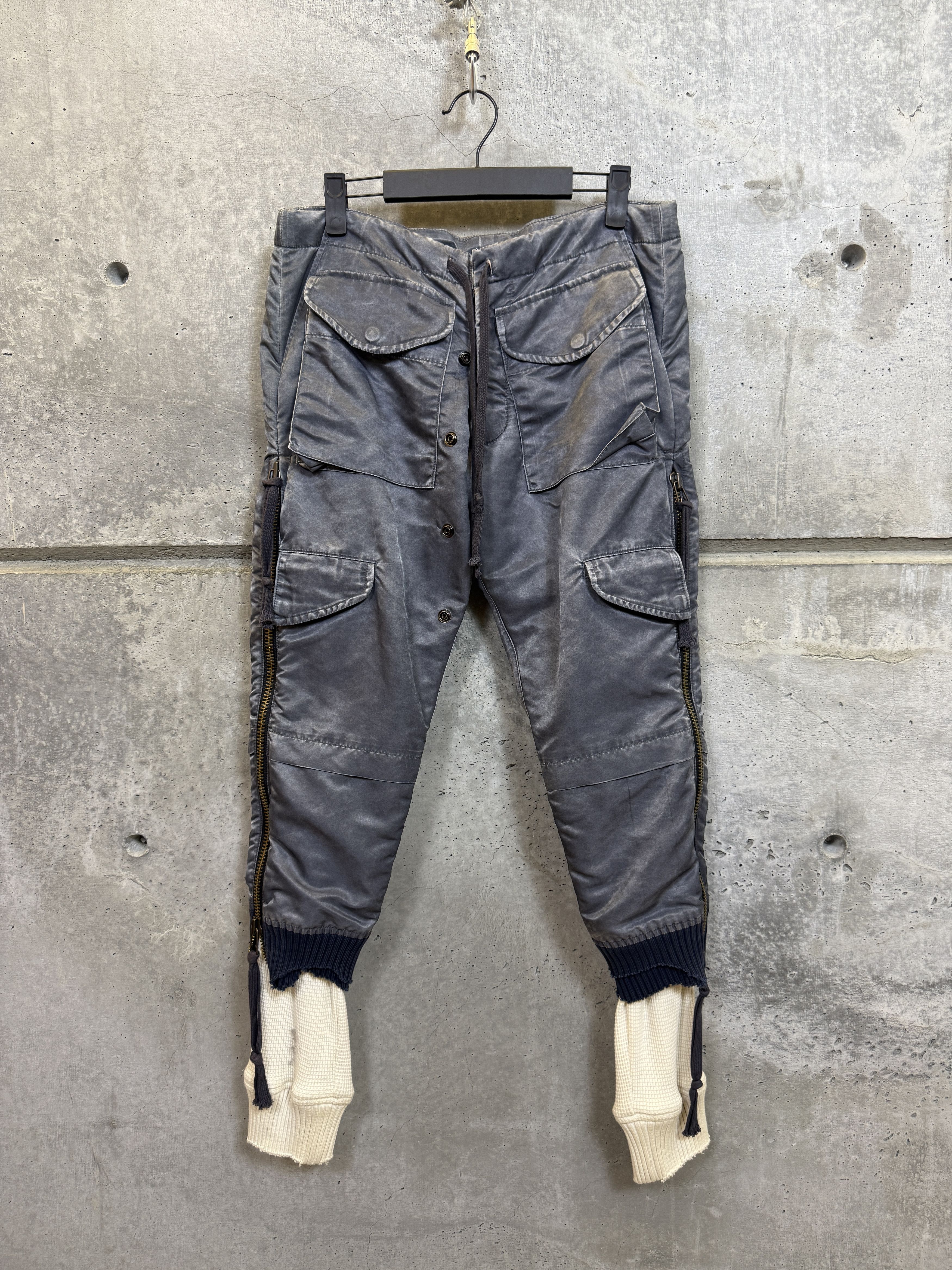 Greg Lauren Washed Satin Zip Lounge Pants