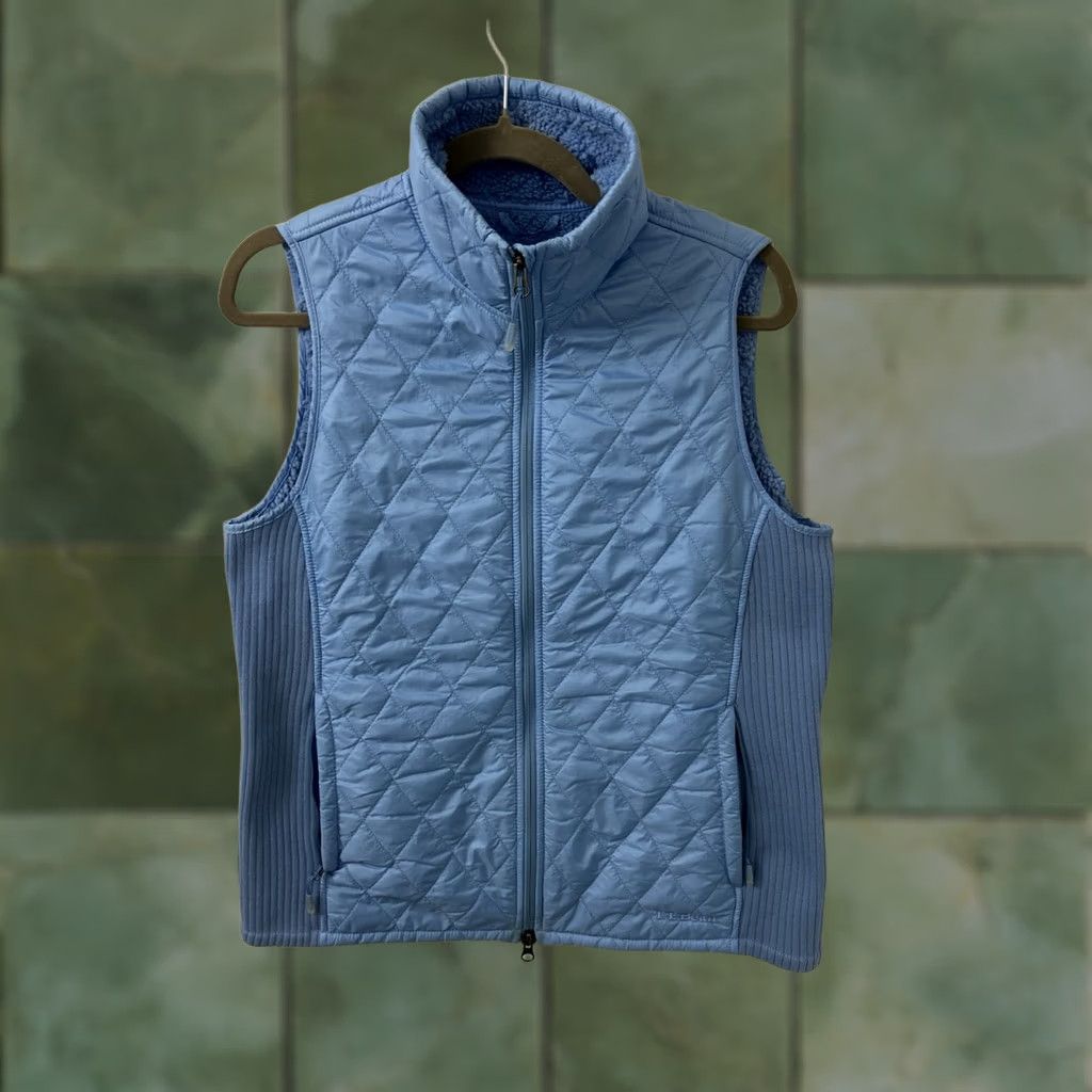 Vintage LL Bean Jacket Womens M Blue Quilted Vest Full Zip Fleece Lined YKK Size M / US 6-8 / IT 42-44 - 1 Thumbnail