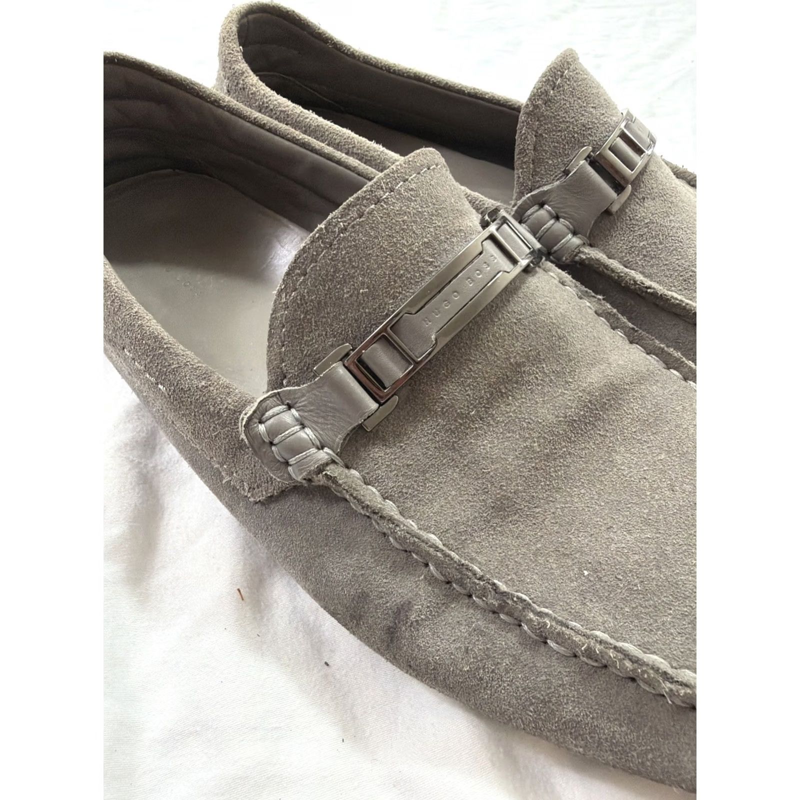 Hugo Boss HUGO BOSS Drimeto Moccasin Loafer Suede Leather Men’s Size 11 Grey Slip On Casual Loafers & Slip Ons Mens Size US 11 / EU 44 - 4 Thumbnail