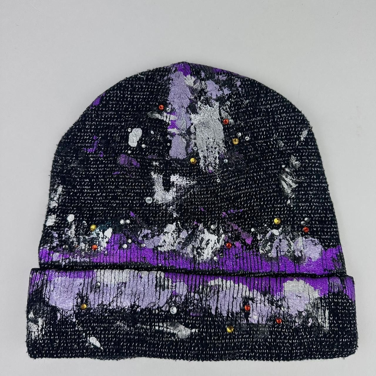 Other ASTROBOI* Black & Purple Metallic Rhinestone Winter Beanie Size ONE SIZE - 3 Thumbnail
