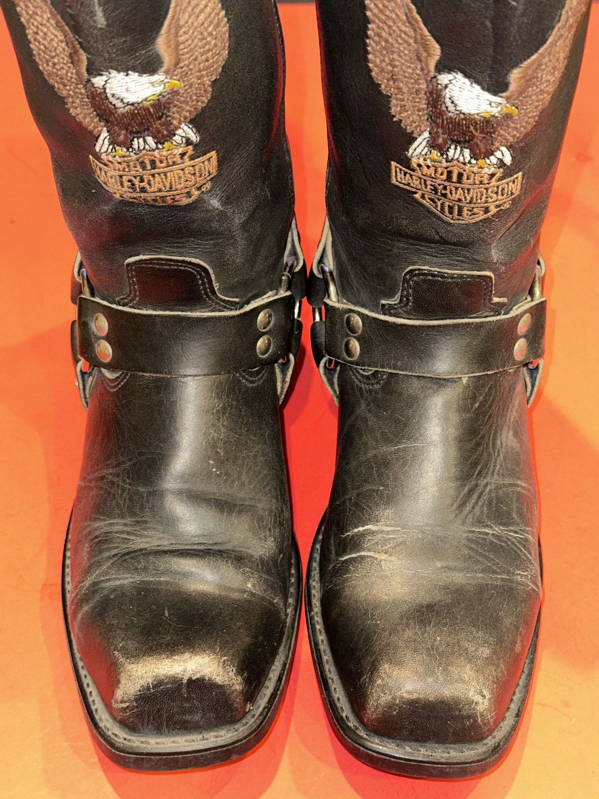 Harley Davidson Harley Davidson Black Leather Square Toe Eagle Boot Men 8.5 Size US 8.5 / EU 41-42 - 3 Thumbnail