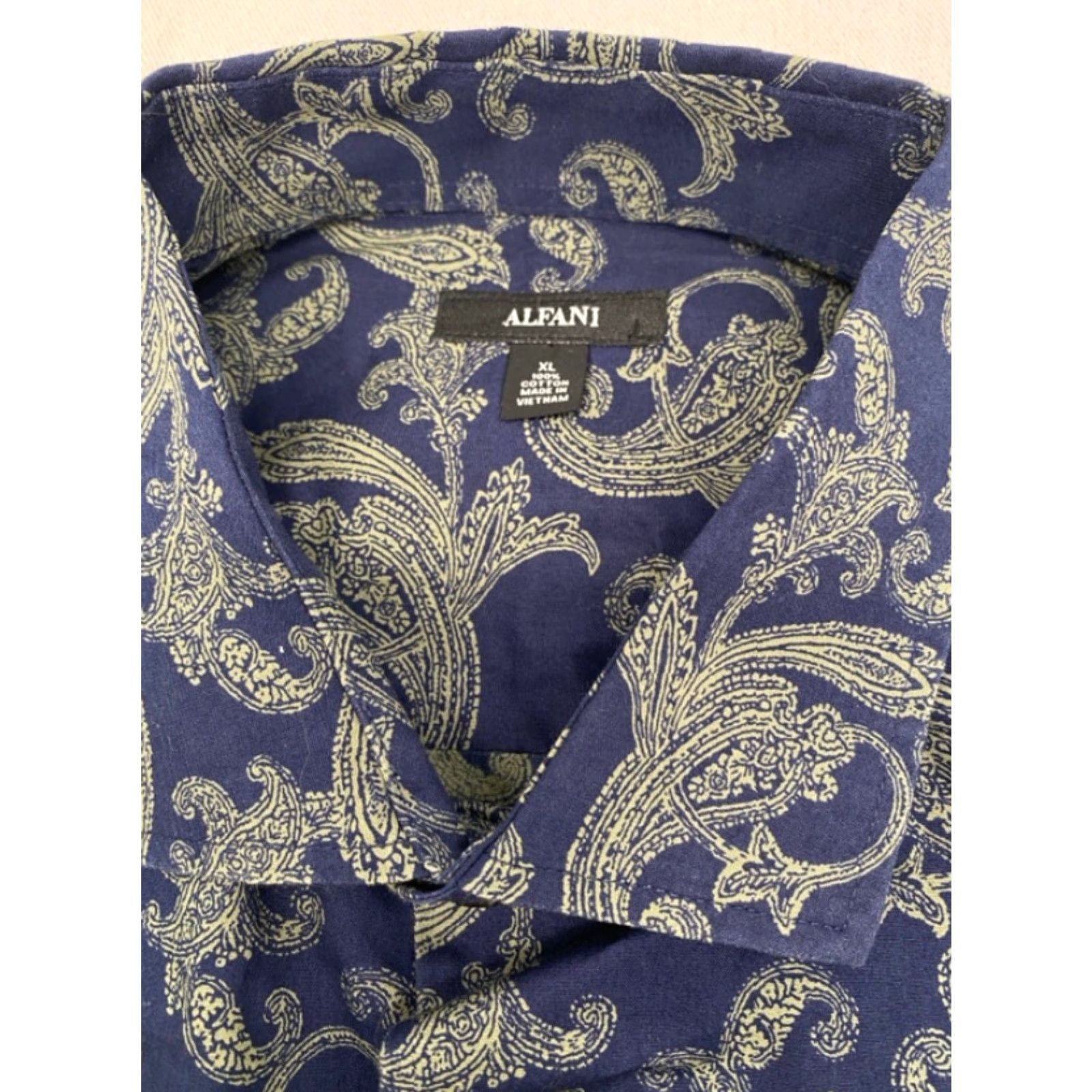 Alfani VINTAGE Alfani Long Sleeve Button Up Mens XL PBlue Paisley 100% Cotton Shirt 3867 Size US XL / EU 56 / 4 - 4 Thumbnail