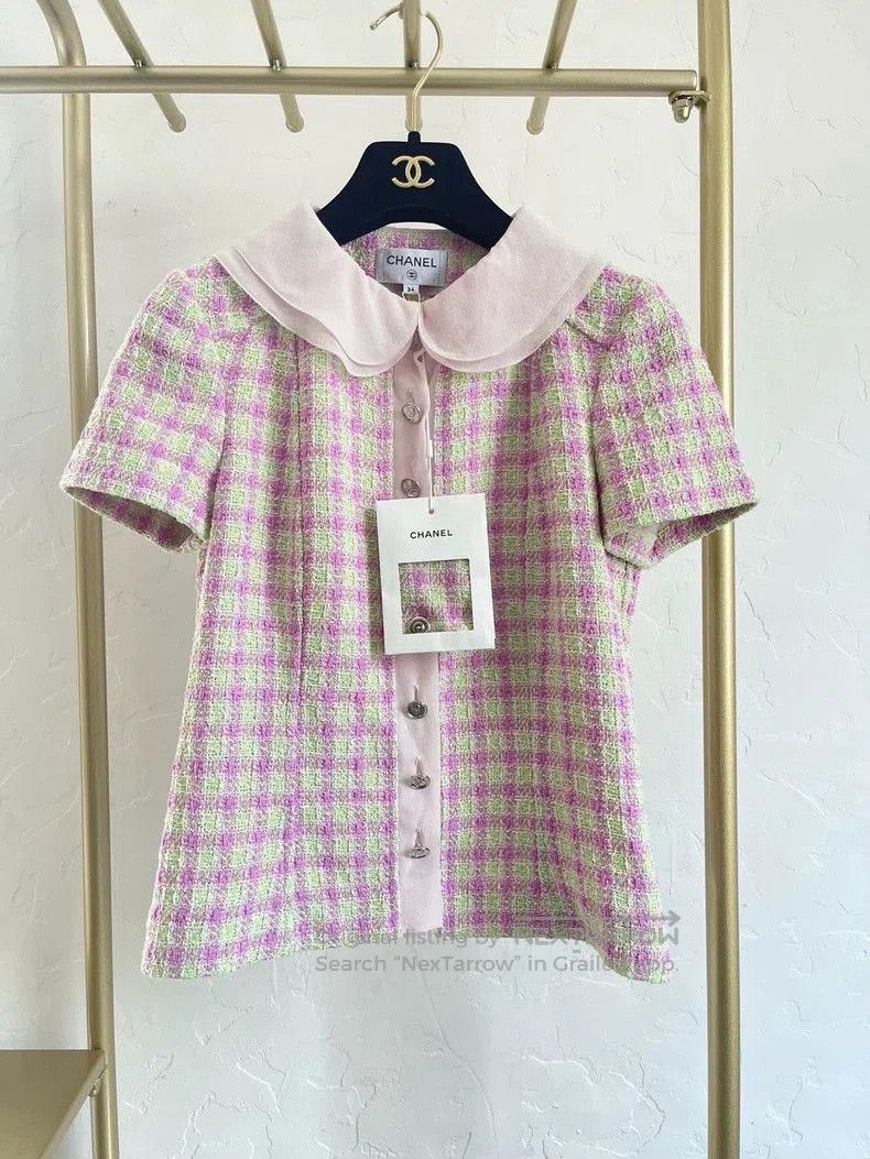 Chanel Chanel 2025 Pink Plaid Short Sleeve Top. Size US XS / EU 42 / 0 - 1 Thumbnail