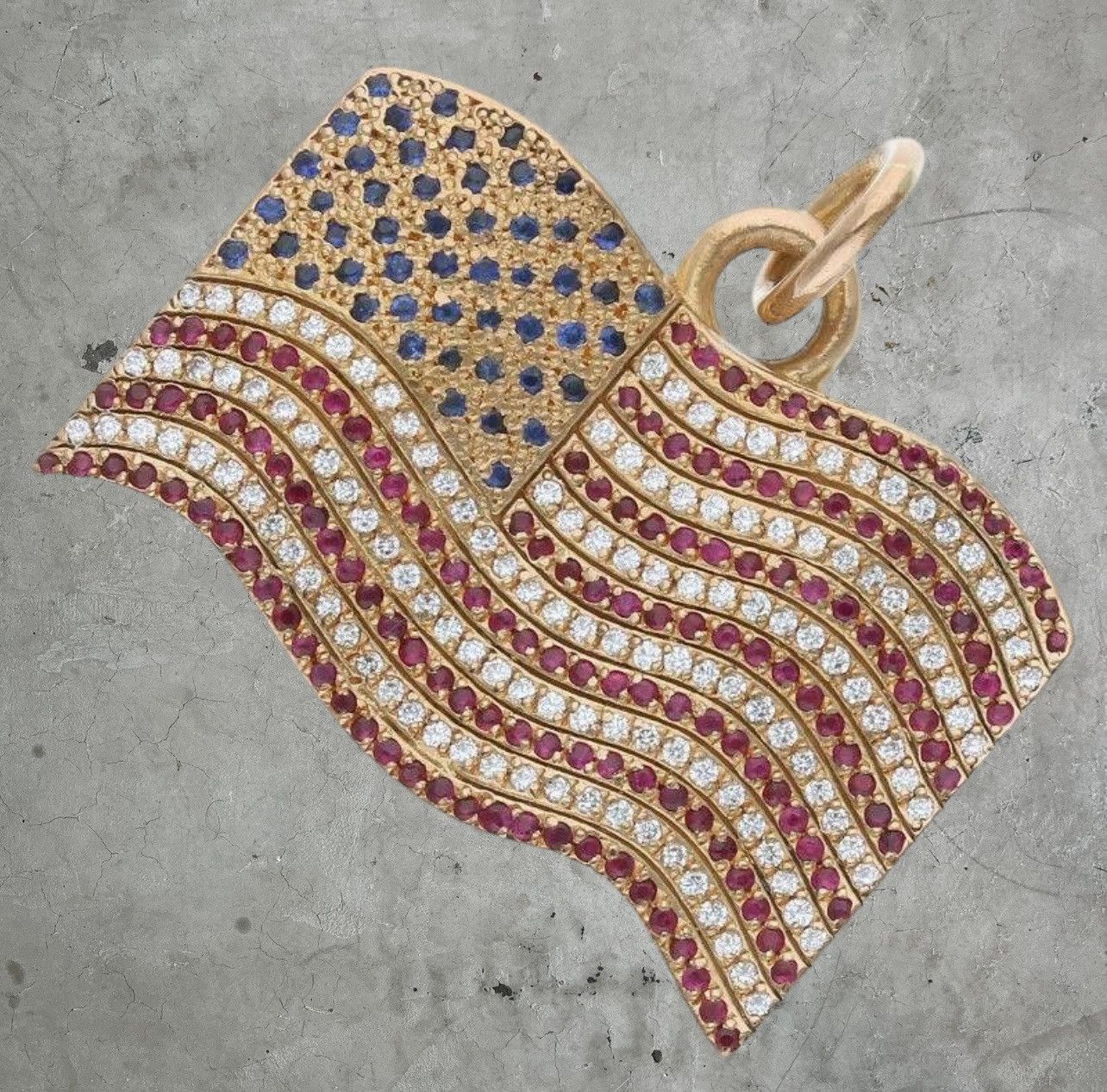 Pre-owned Chrome Hearts 22k Gold American Flag Pendant