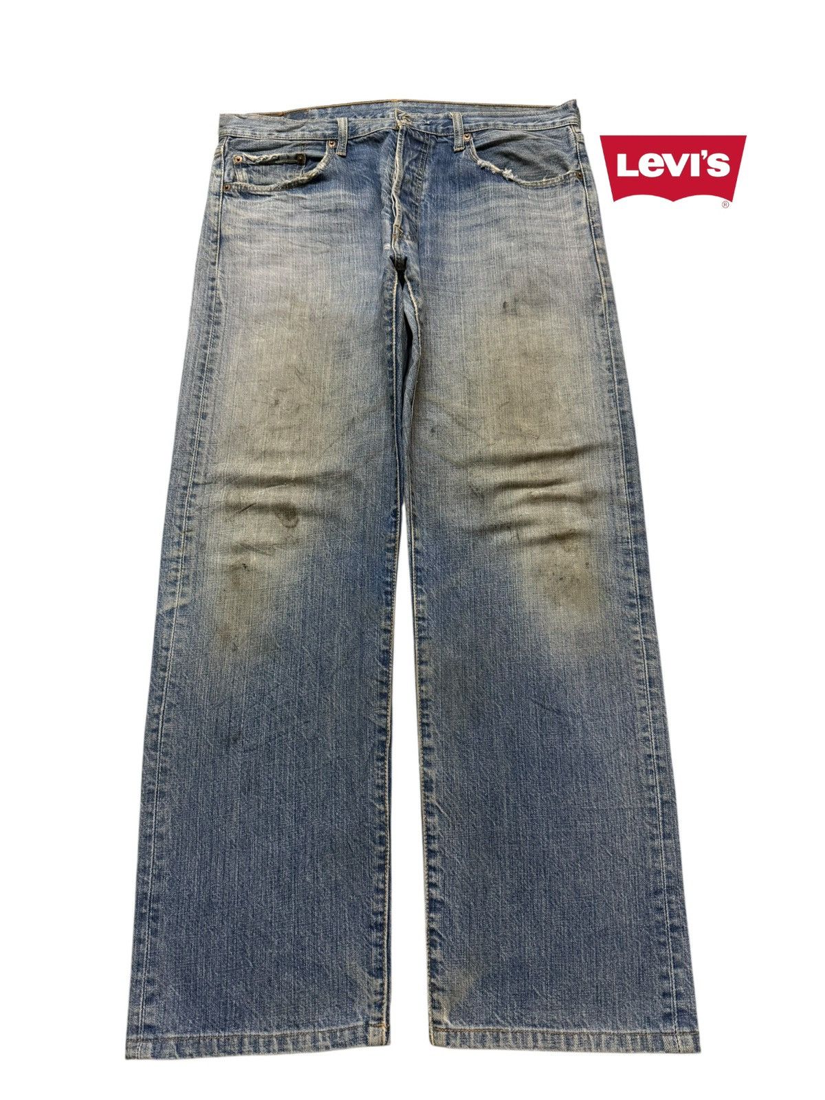 Levi's Vintage 90s Levis 501 Classic Blue Mud Wash Wide Leg Loose Size US 35 - 1 Thumbnail