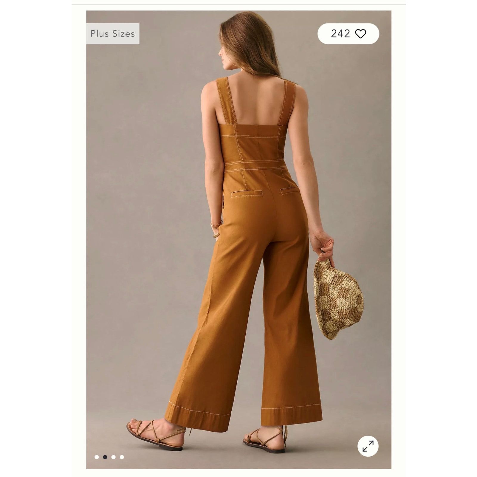 Anthropologie Maeve Anthropologie The Colette Jumpsuit Womens US 0 Brown Size 25" / US 0 / IT 36 - 2 Thumbnail