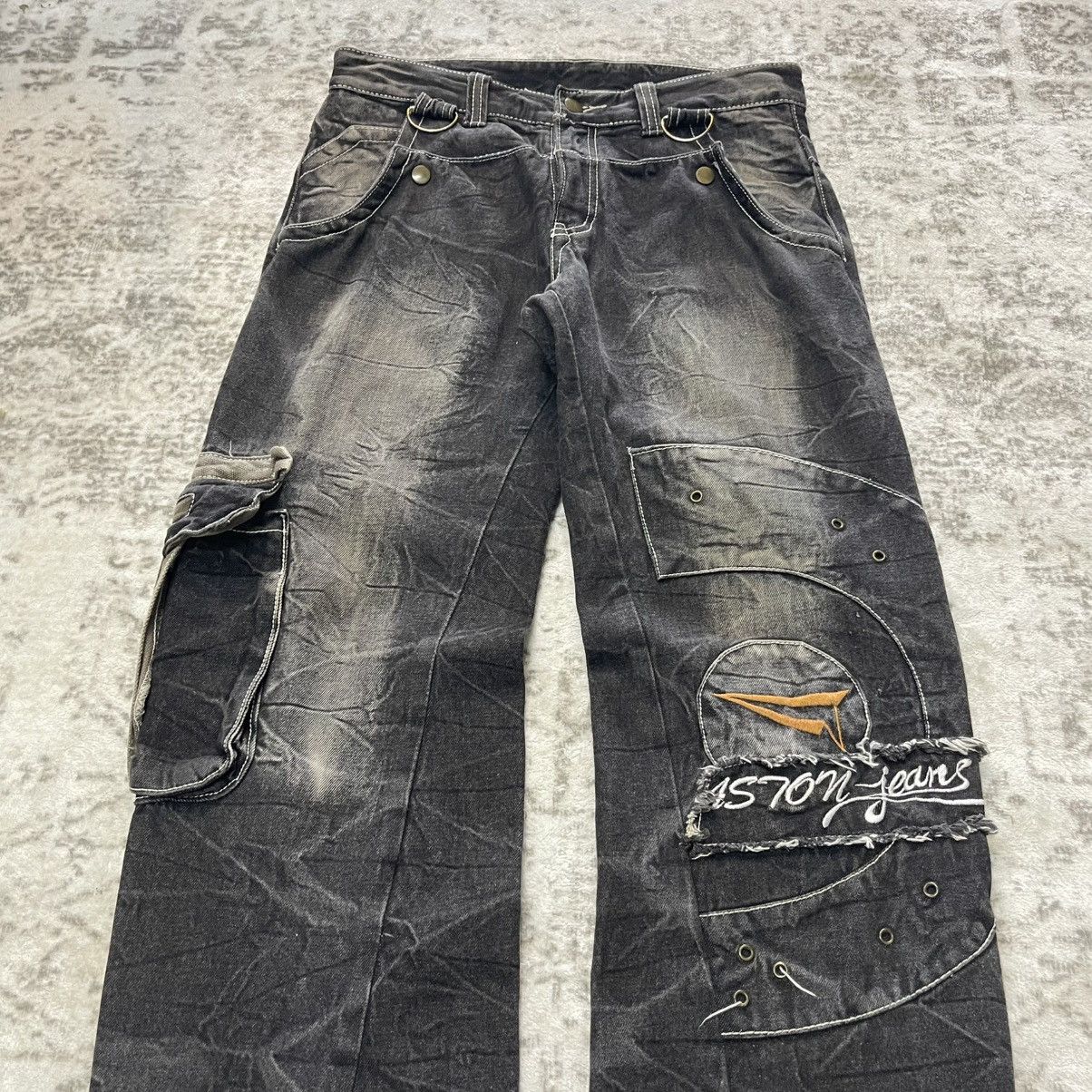 GOSTAR DE FUGA Aston Japan Panel Spiral Cut Fade Wash Cargo Denim Jeans Size US 30 / EU 46 - 3 Thumbnail