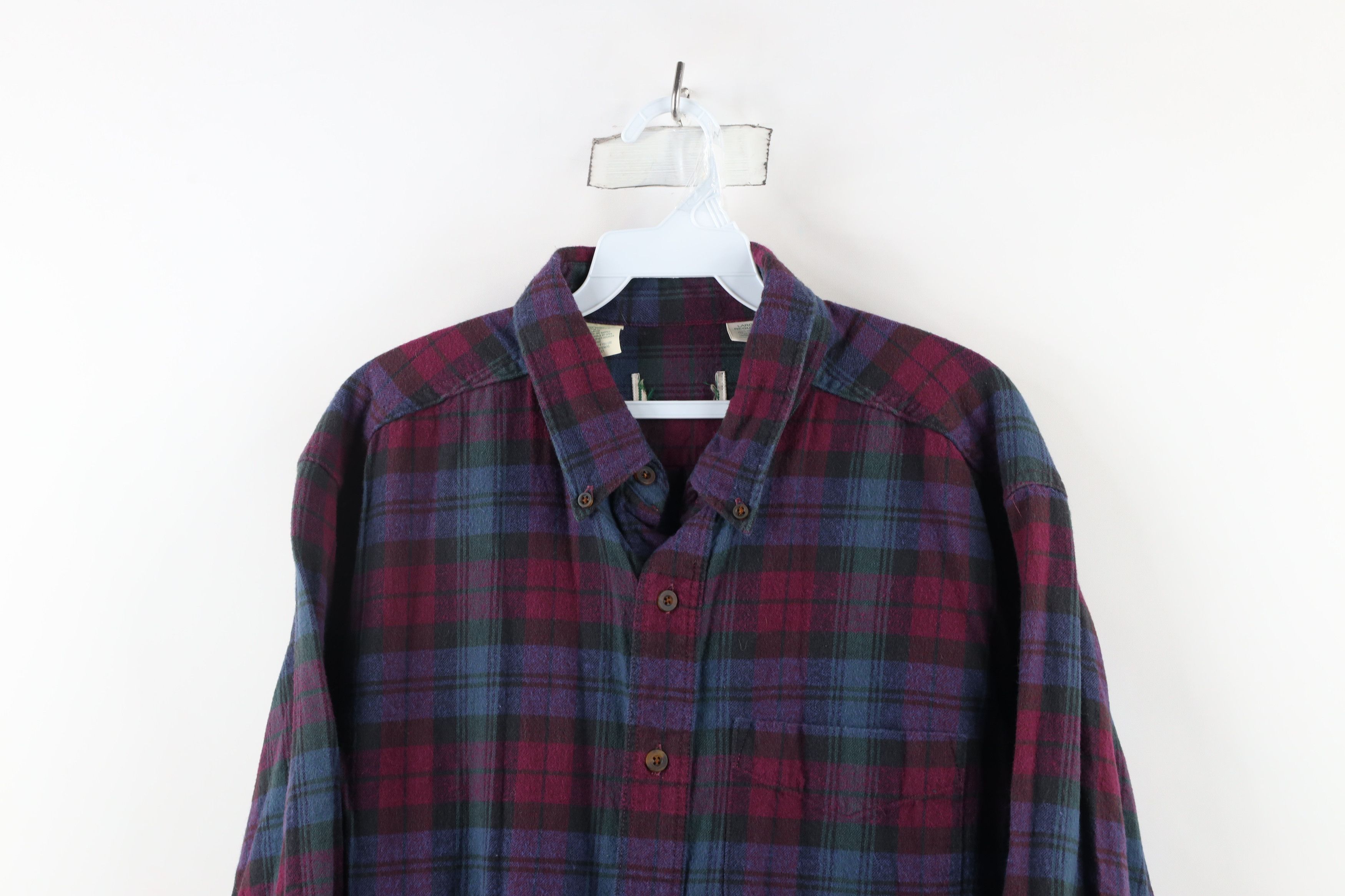 L.L. Bean × Vintage Vintage 90s LL Bean Flannel Collared Button Down Shirt Plaid Size US L / EU 52-54 / 3 - 2 Thumbnail