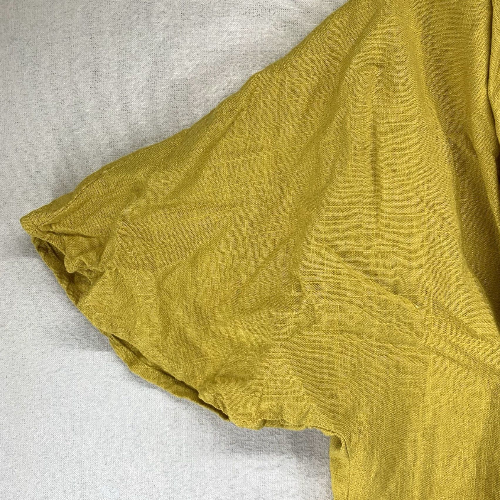 Vintage Love Riche Cropped Blouse Women Small Mustard Yellow V-Neck Cap Sleeve Casual Bohemian Size S / US 4 / IT 40 - 6 Thumbnail