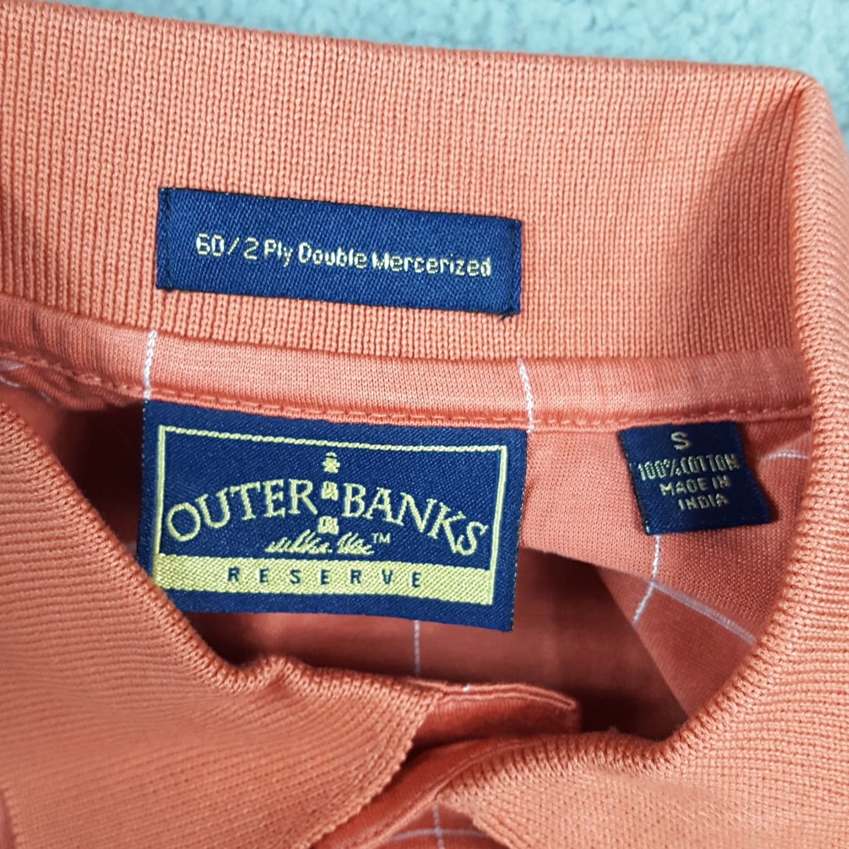 Vintage VINTAGE Outer Banks Salmon Pink Checked Golf Polo Shirt Men's Size Small Button Collar Preppy 90s Size 36R - 6 Thumbnail
