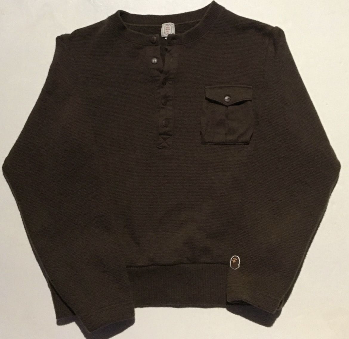 Image of Bape Thermal Crew Neck Sweater in Brown, Men's (Size Small)