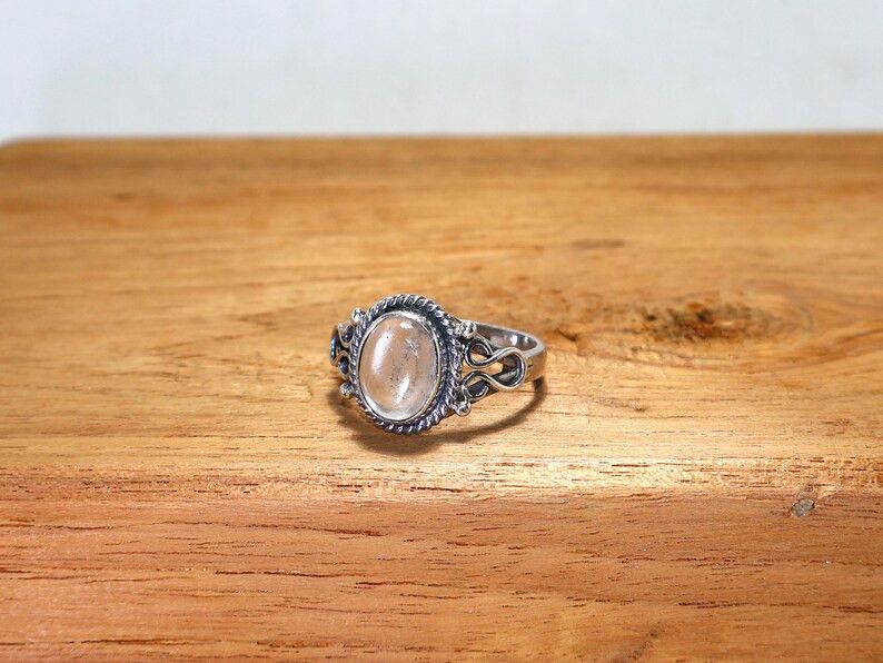 Handmade Clear Quartz Ring, 925 Sterling Silver Handmade Boho Jewelry Size ONE SIZE - 6 Thumbnail