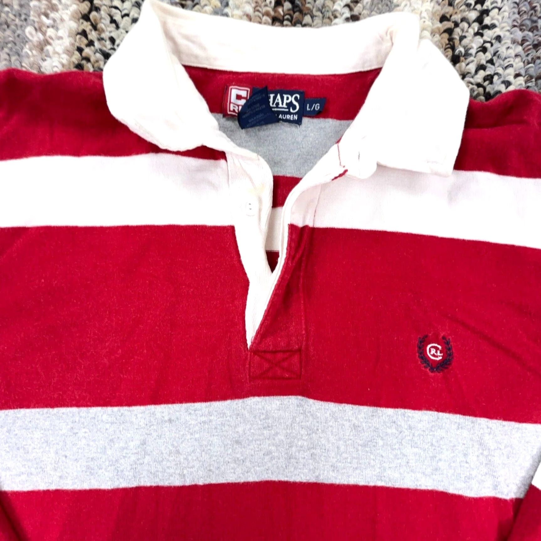 Chaps VINTAGE Chaps Ralph Lauren Rugby Shirt Men L Red Striped Heavy Y2K 2000s Polo Shirt, Polo, Classic, American, Preppy, Casual Mens Shirt Size US L / EU 52-54 / 3 - 3 Thumbnail
