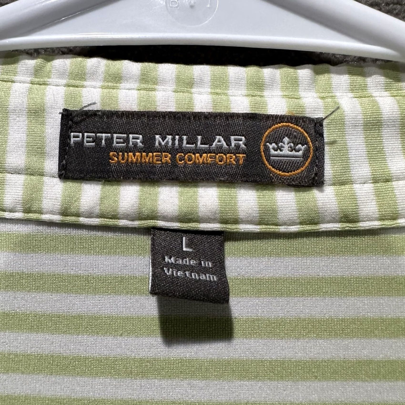 Peter Millar Peter Millar Polo Shirt Mens Large Green White Striped Golf Summer Comfort EUC Size US L / EU 52-54 / 3 - 3 Thumbnail