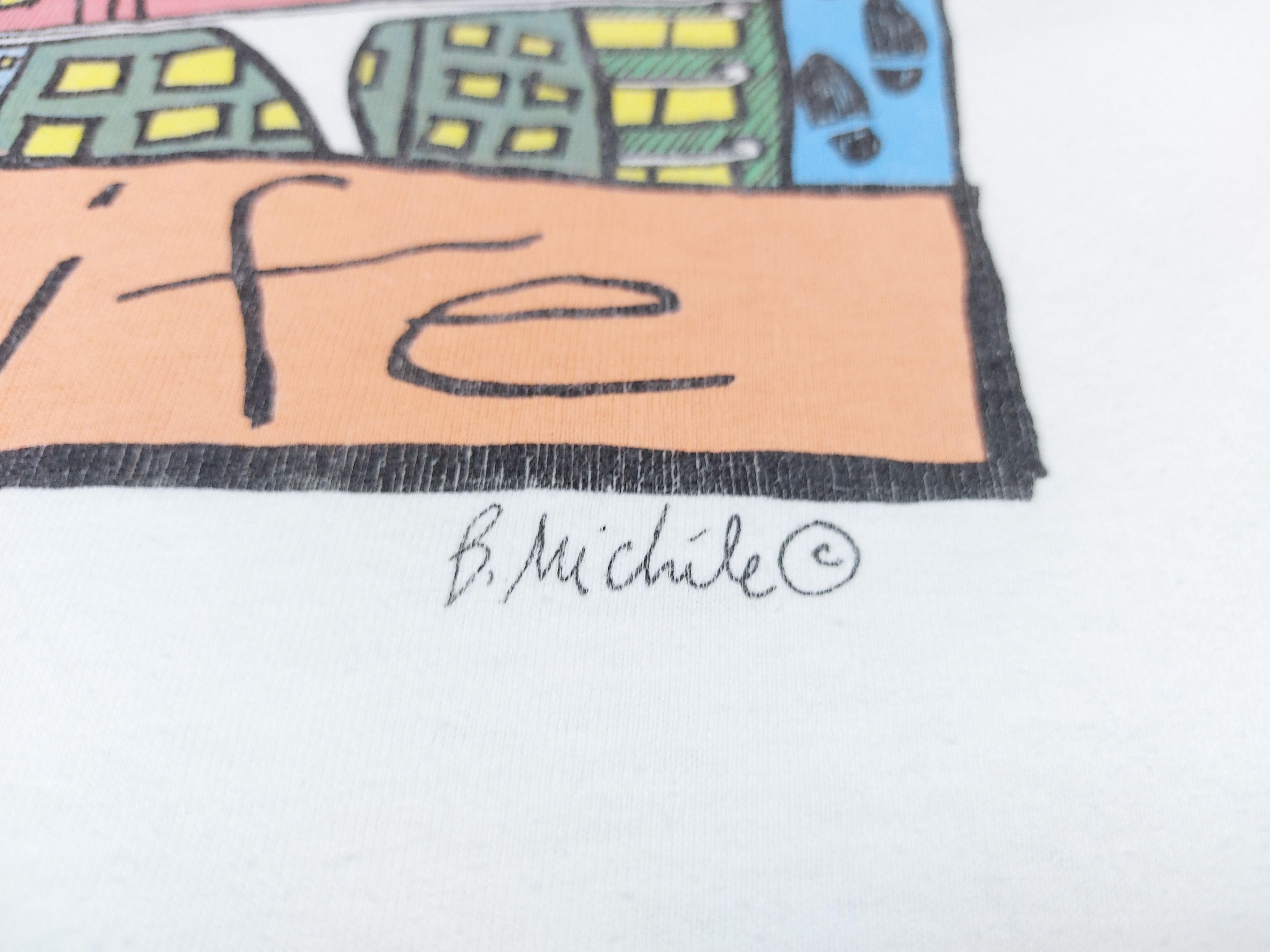 Vintage VTG 90s Fabric Art Print New York City Life Single-Stitch T Size US XL / EU 56 / 4 - 4 Thumbnail