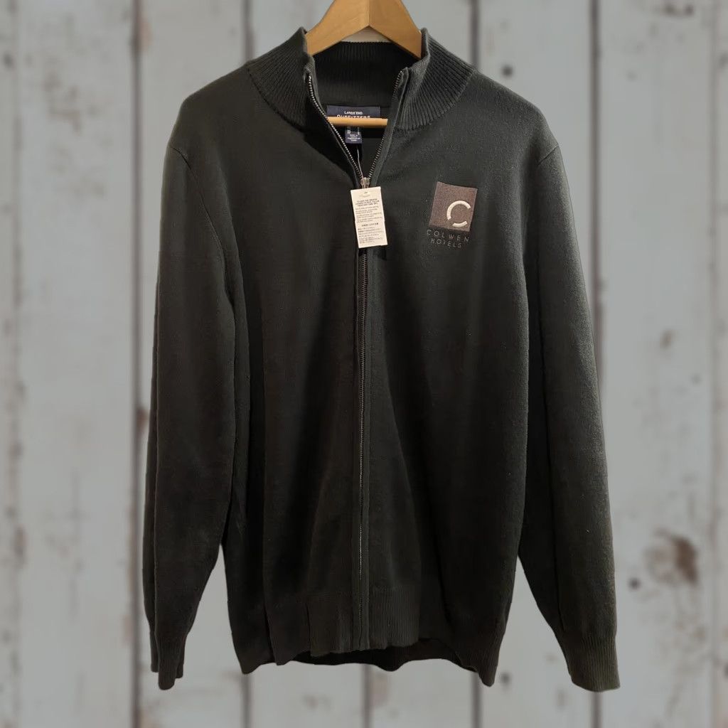 Lands' End VINTAGE Lands' End Zip Sweater Jacket Mens Medium Black Acrylic Blend Zip with Tags Colwen Hotels Outfitters Size US M / EU 48-50 / 2 - 1 Thumbnail