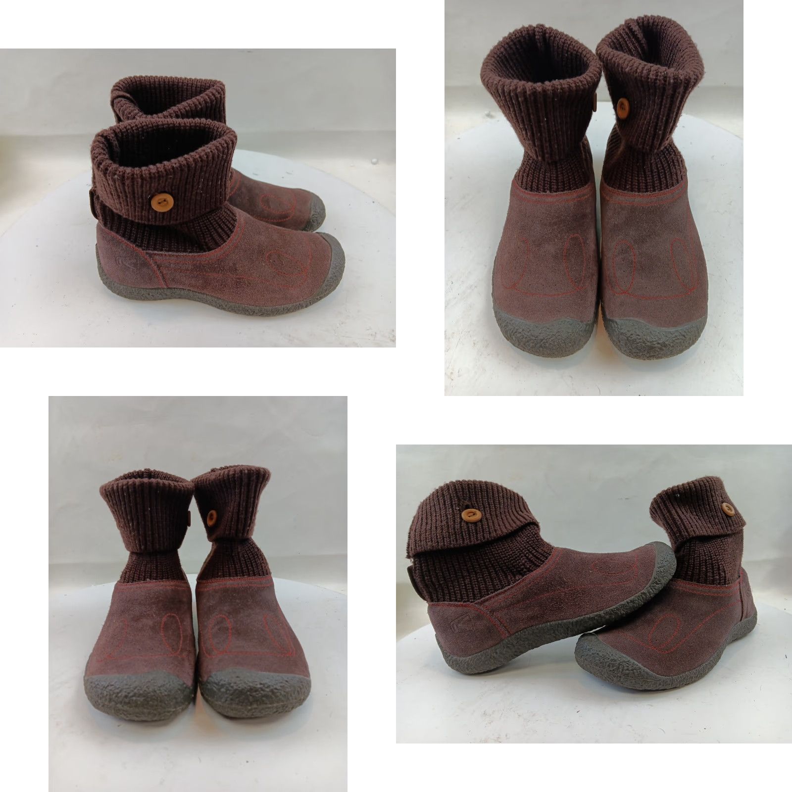 KEEN KEEN Shay Sweater Ankle Booties Slippers Women's Size 7.5 Brown Knit Foldover Bootie Sh Size M / US 6-8 / IT 42-44 - 8 Thumbnail