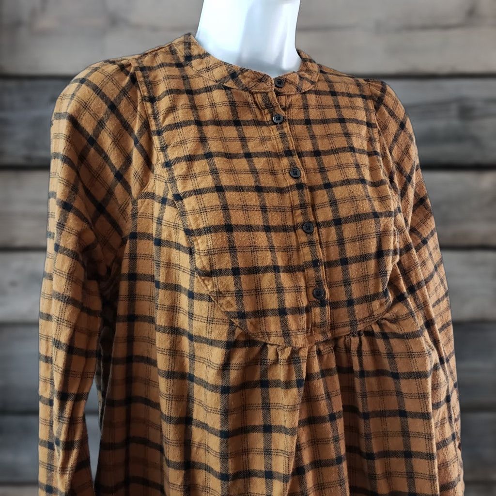 Vintage Isabel Maternity Womens Flannel Top Blouse Sz S Brown Black Plaid Long Sleeve 100% Cotton Ingrid & Isabel Maternity Shirt Womens Size S / US 4 / IT 40 - 1 Thumbnail