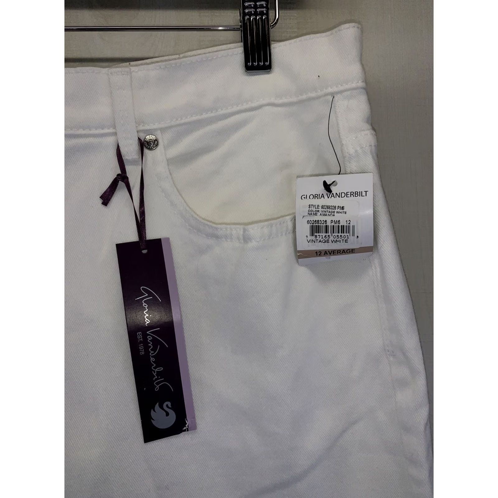 Gloria Vanderbilt Gloria Vanderbilt Amanda Vintage White Women’s Jeans SZ 12 NWT-5042 Slim 5-Pocket Denim Cotton Blend Regular Jeans Womens Size 34" / US 12 / IT 48 - 2 Thumbnail