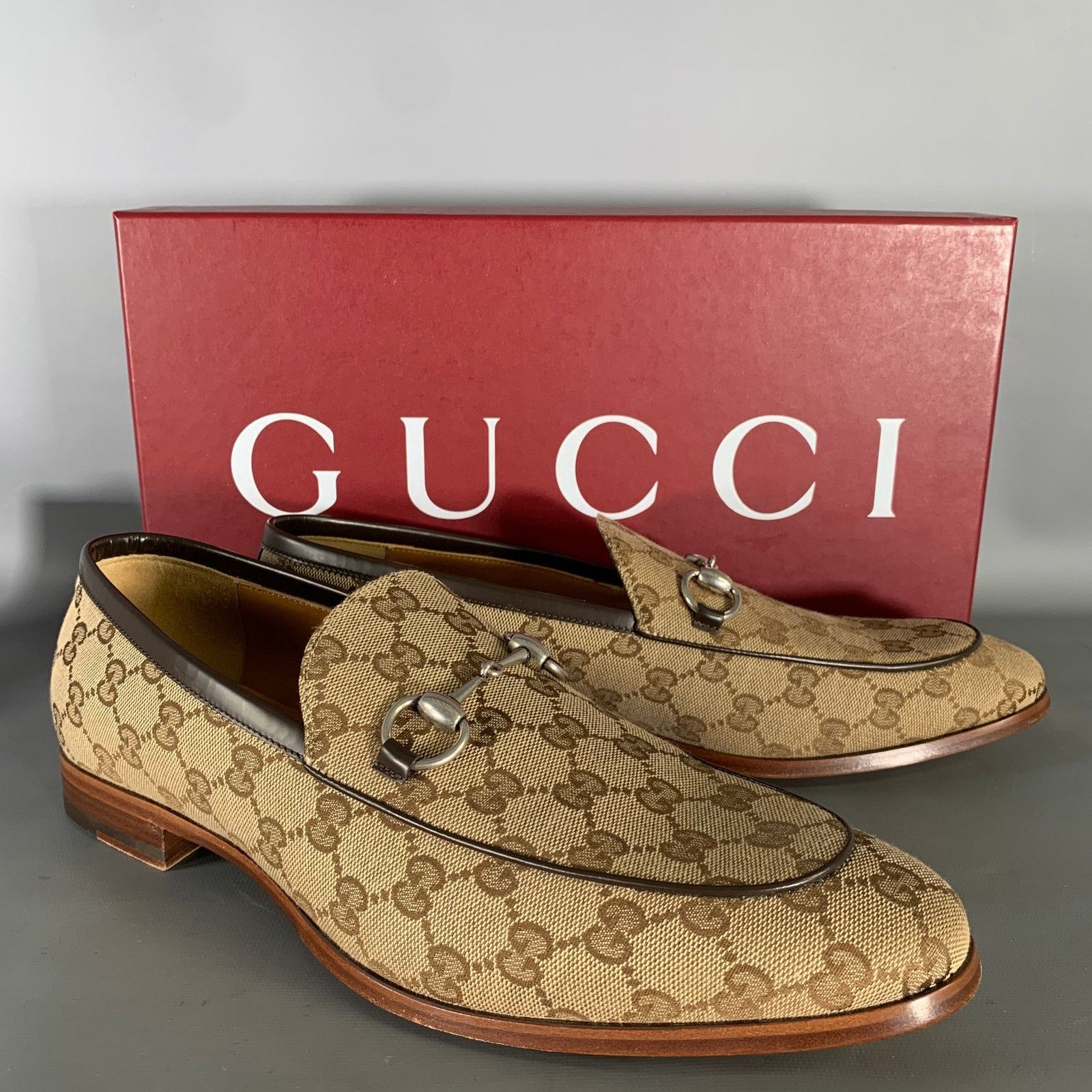 Gucci GUCCI Size 10.5 Brown Tan Monogram Canvas Loafers Size US 10.5 / EU 43-44 - 11 Thumbnail