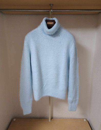 Tom Ford o1sm1stk0824 Brushed Pure Silk Rollneck Sweater Light Blue Size US L / EU 52-54 / 3 - 1 Thumbnail
