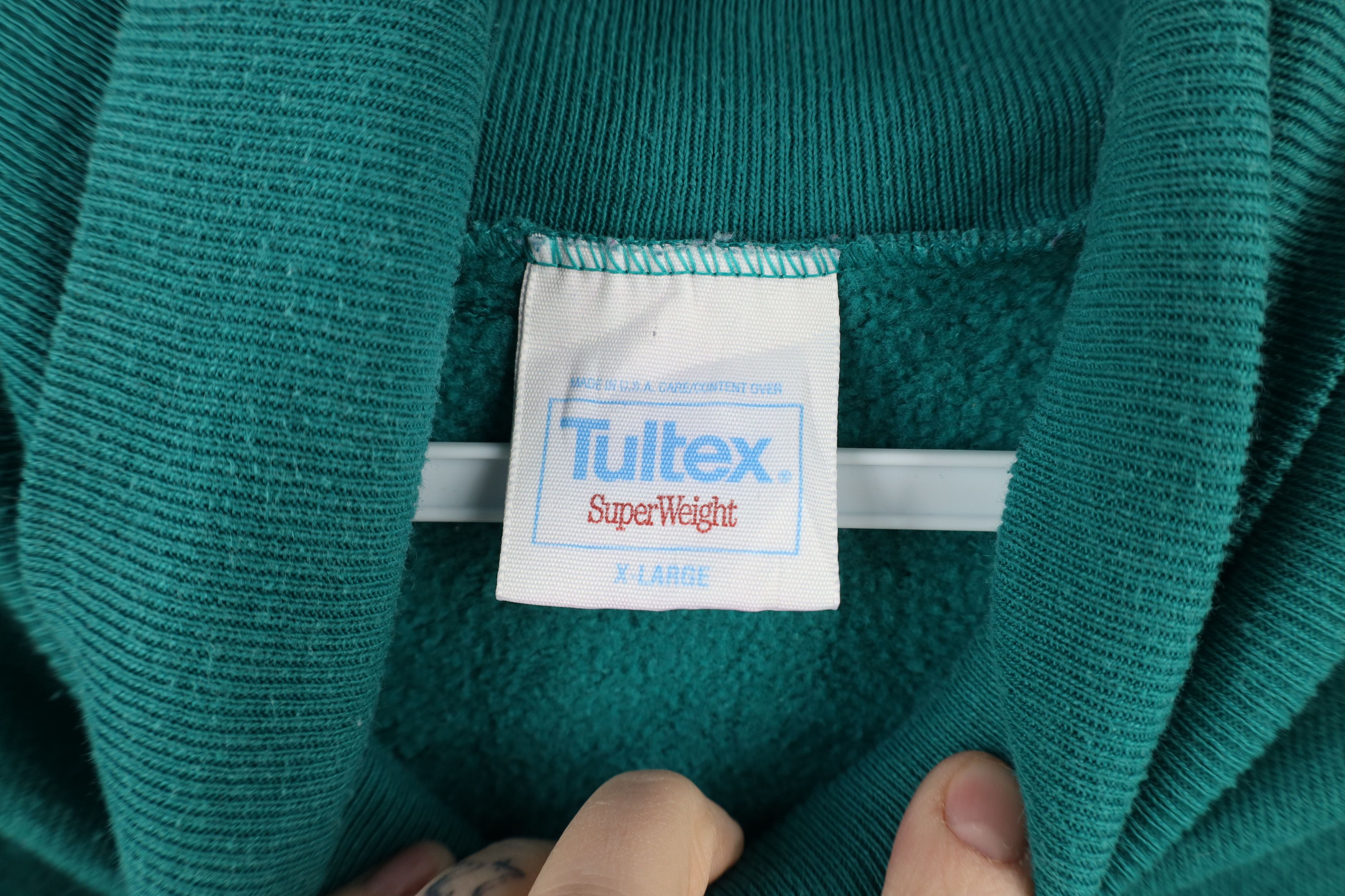 Vintage Vintage 90s Streetwear Heavy Turtleneck Sweatshirt Teal USA Size US XL / EU 56 / 4 - 6 Thumbnail