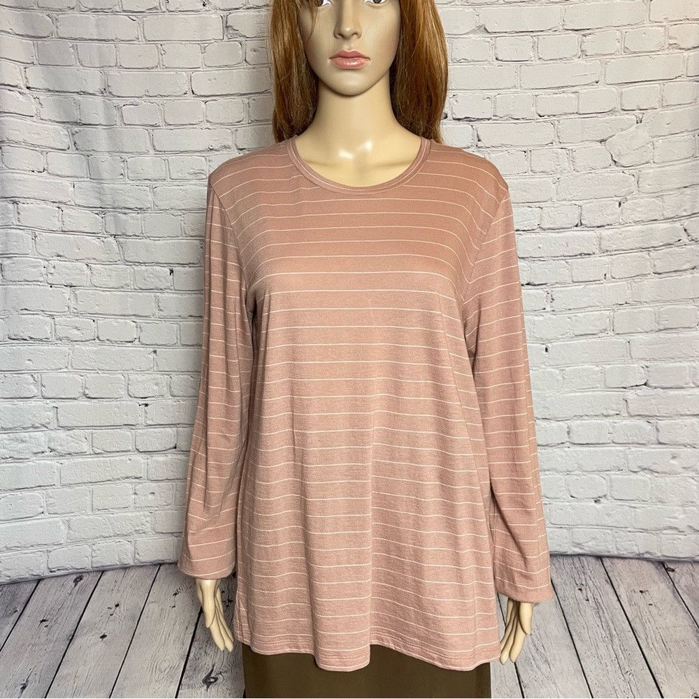 NWT New $110 Vince Striped Pima Cotton Long Sleeve Tee Size
