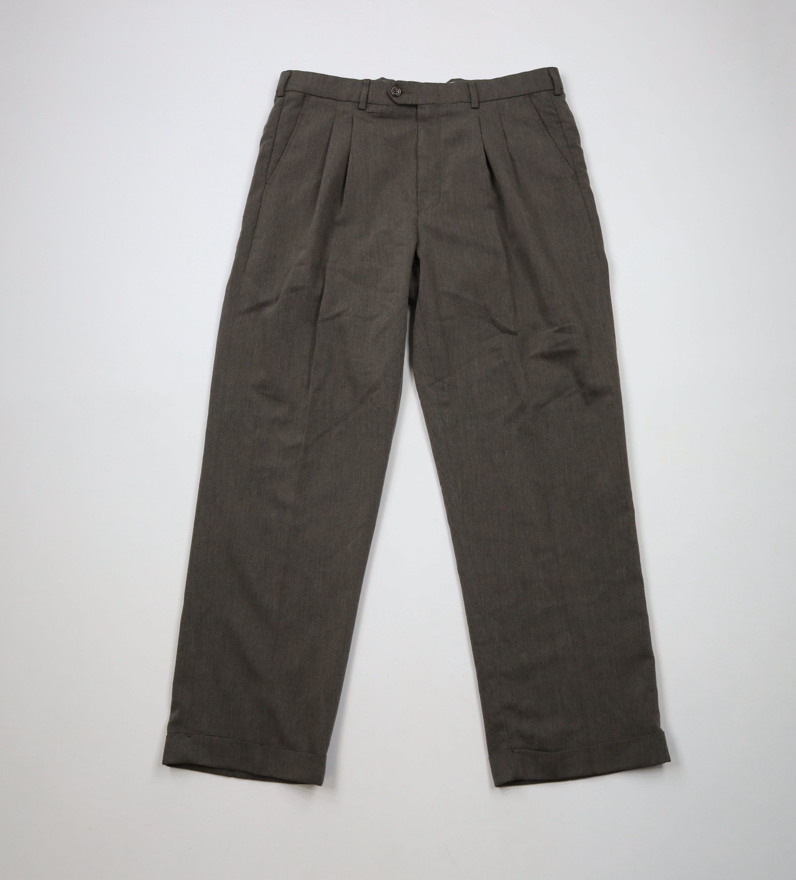 Vintage Vintage 90s Streetwear Pleated Cuffed Wide Leg Chino Pants Size US 36 / EU 52 - 1 Thumbnail