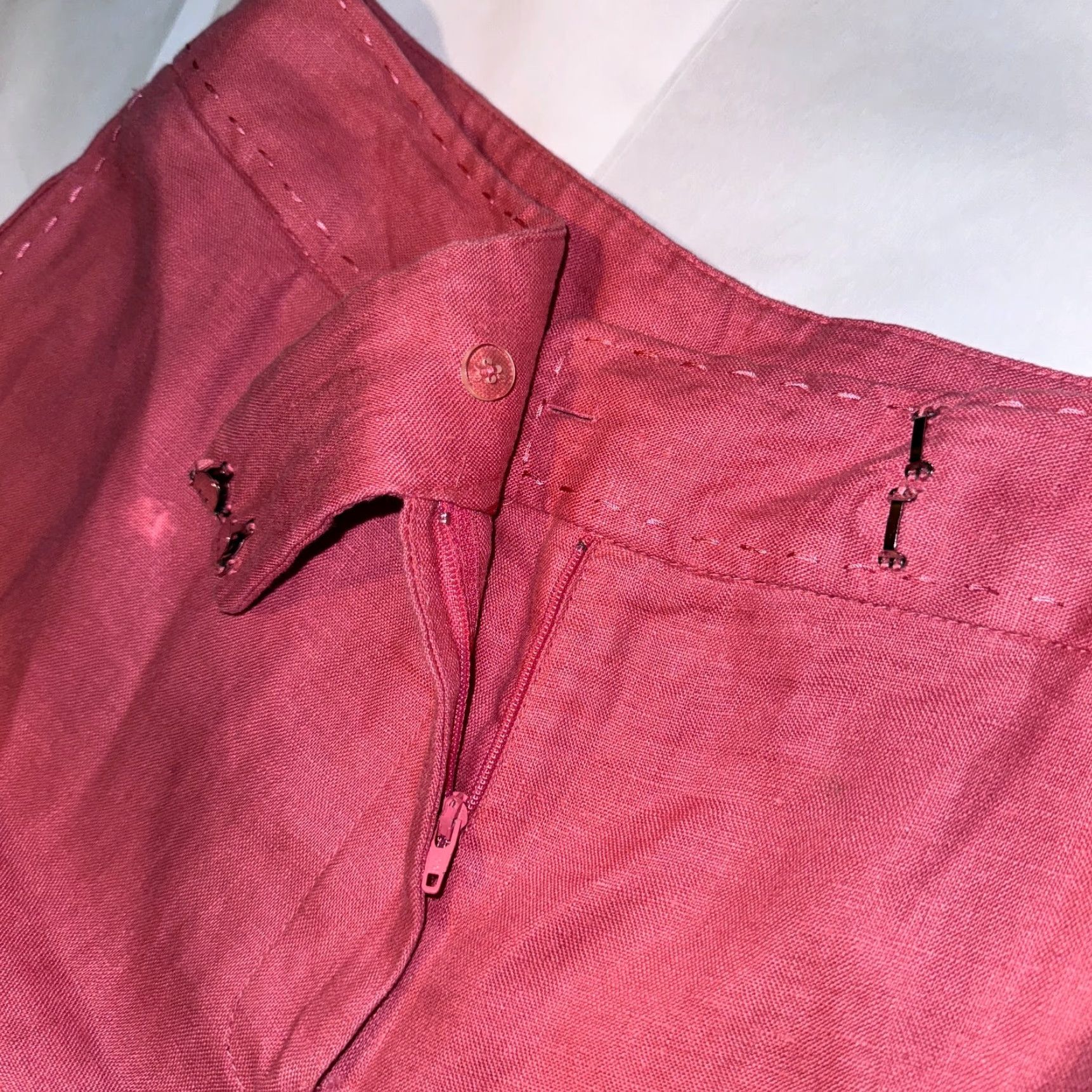 Vintage VINTAGE Rafaella Pants Womens Wide-Leg Linen 8 Pink Beachy Travel Cruise LinedKhakis Pants Size 30" / US 8 / IT 44 - 7 Thumbnail