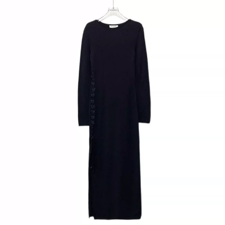 Saint Laurent Paris Saint Laurent Paris Black side strap split wool long sleev Size S / US 4 / IT 40 - 1 Thumbnail