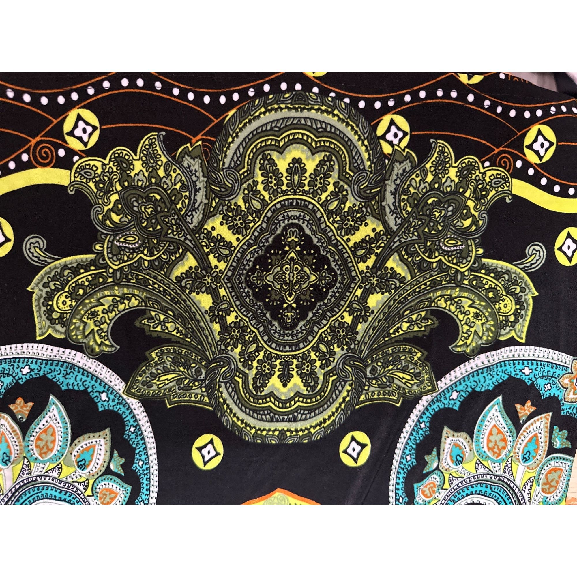 Other 5th Love Large Turquoise Lime Green Black Printed Boho Dress Size L / US 10 / IT 46 - 11 Thumbnail